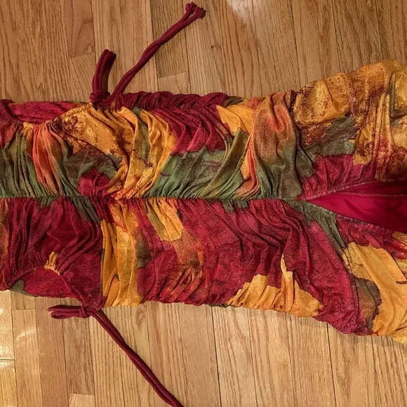 Vibrant Multicolor Ruched Skirt - Picture 2 of 5